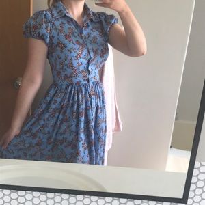 Floral knee length puff sleeve dress